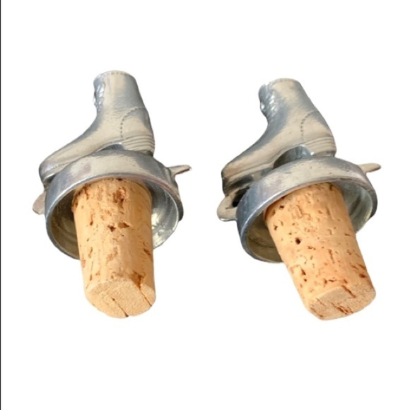 Metal Ice Skate Bottle Stopper Decorative Wine Bottle Stopper Comes in a Pair - Picture 8 of 11